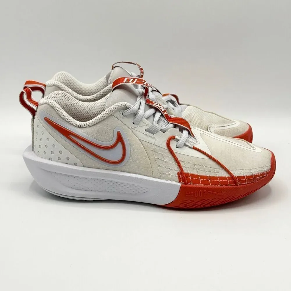 Nike Air Zoom GT Cut 3 in White Picante Red Lace Up Low Sneakers - Grade School